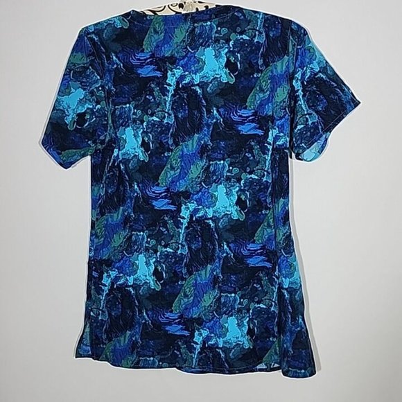 CARHARTT Blue Green Purple Nurse Medical Scrub Uniform Shirt Top Scrubs Small - Picture 4 of 11